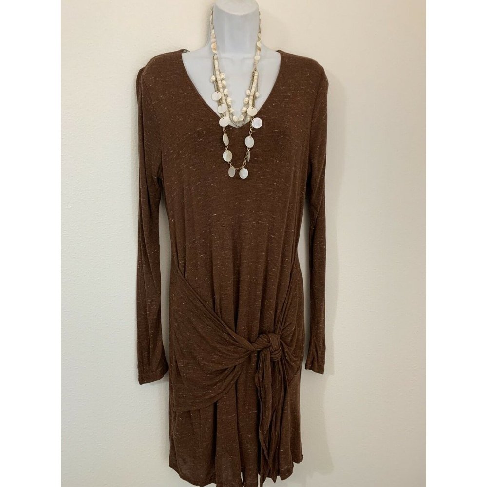 Anthropologie Dolan Left Coast Medium Wrap Tie Brown Long Sleeve Knit Dress